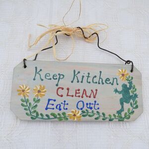 Vintage Handmade Wood Sign for Kitchen White Handpainted Cottage Core Decor